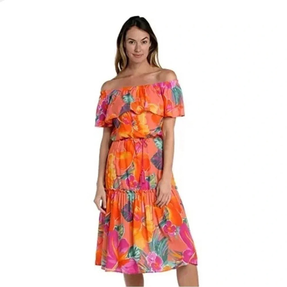 La Blanca Womens Off Shoulder Dress Swimsuit Swimwear Cover Up SMALL - Picture 1 of 3